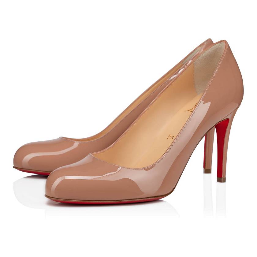 Women's Christian Louboutin Simple Pump 85mm Patent Leather Pumps - Nude [9532-146]